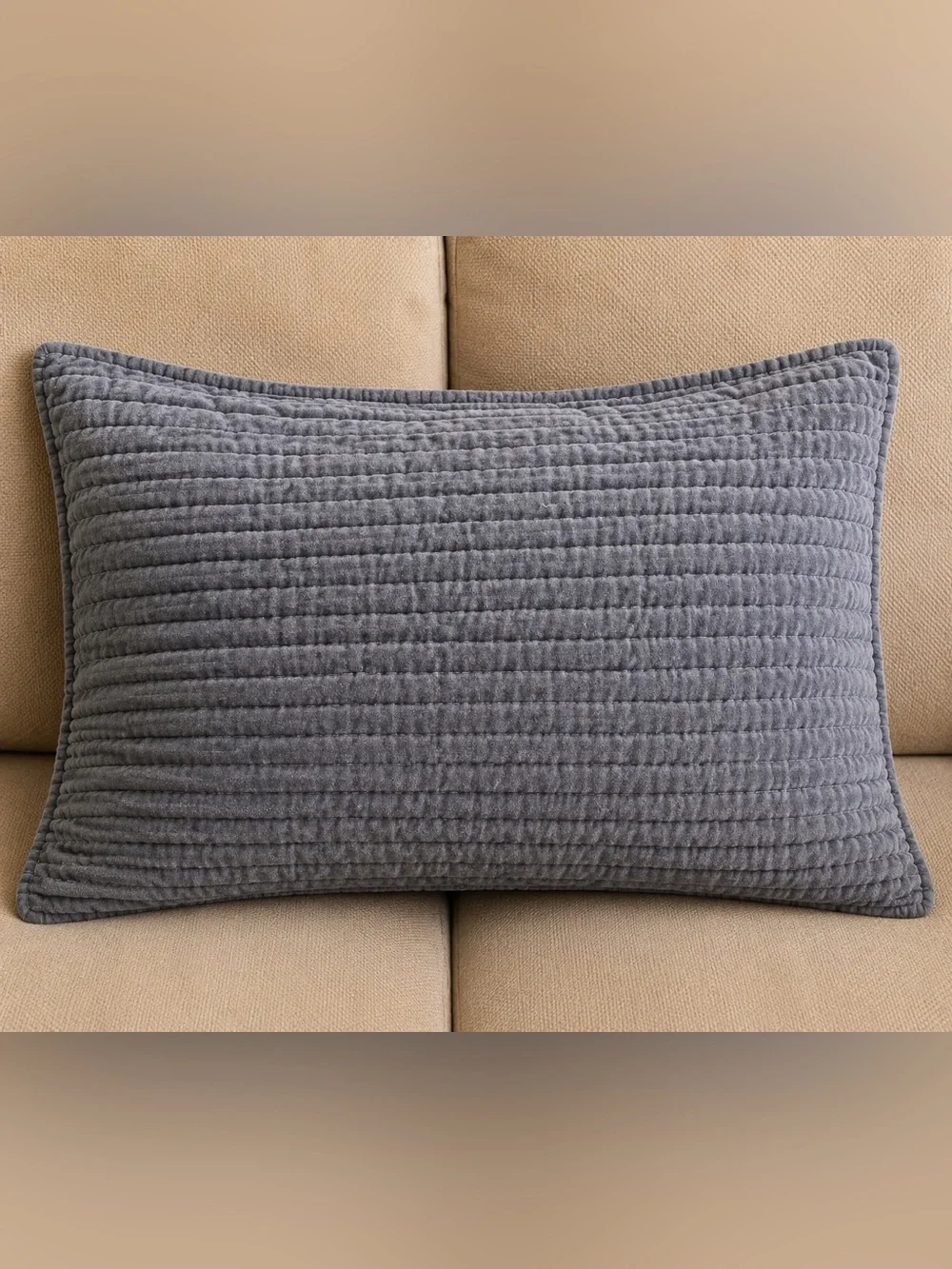 NWT Pottery Barn Olivia Velvet King Pillow Sham Gray Luxury Bedding Cover